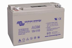 12V 110Ah AGM Deep Cycle Battery (left)