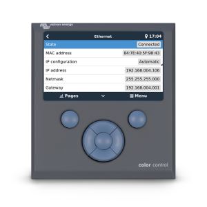 Color Control GX screen - Ethernet