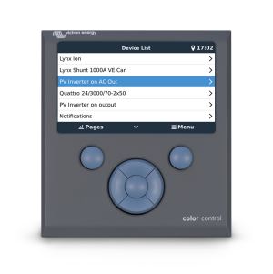 Color Control GX screen - menu 
