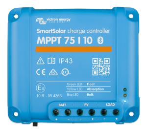 SmartSolar charge controller MPPT 75/10 (top) 